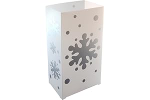 LumaBase Plastic Luminaria Lanterns, Snowflake - Set of 10
