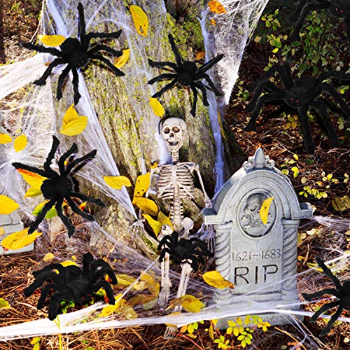 Dreampark Halloween Spider Decorations, 8 Pcs Realistic Hairy Spiders Set, Scary Spider Props for Indoor, Outdoor and Yard Creepy Decor
