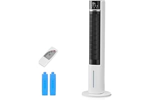 3-in-1 Evaporative Air Cooler, 40" Cooling Fan, 75° Oscillation, 3 Speeds 4 Modes, 12H Timer, Remote Control, 2 Ice Packs, 4L