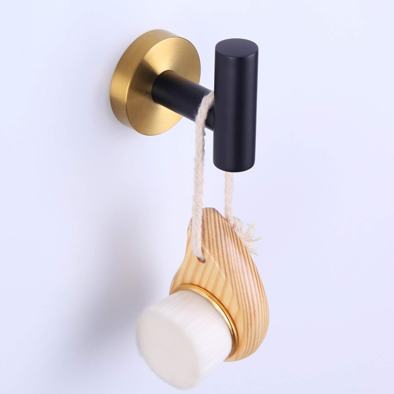 Robe Towel Hook Matte Black and Gold, APLusee Stainless Steel Single Prong Coat Hook Bathroom Kitchen Garage Home Storage Round Utility Hanger - - 
