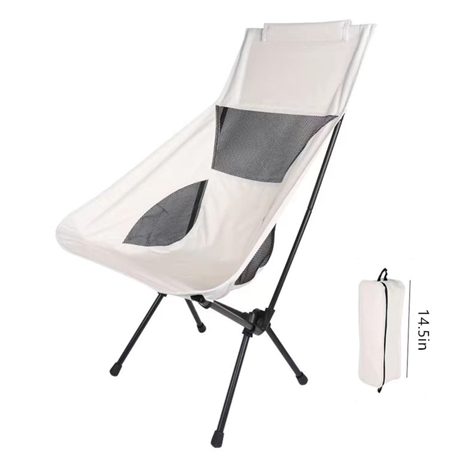 Photo 1 of Moxzuueo Portable Camping Chair Folding Backpacking Chair Lightweight Outdoor Camp Chair with Storage Bag,Beach Chair with Pillow for Travel,Sports,Picnic,Hiking, Backpacking (White)