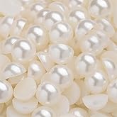 1000PCS 8mm Flatback Pearls for Crafting Ivory, Imitation Half Round Pearl Beads Bulk for Crafts Project, Half Flat Back Pearls for DIY Making Crocs Tumblers Shoes Cups Wedding