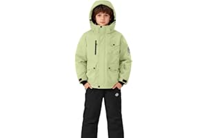 Kids Snowboard Set 2 Piece Snowsuit Boys Girls Puffer Hooded Jacket & 𝗕𝗶𝗯 Pants Winter Snowwear Ski Overalls Set Snow Suit