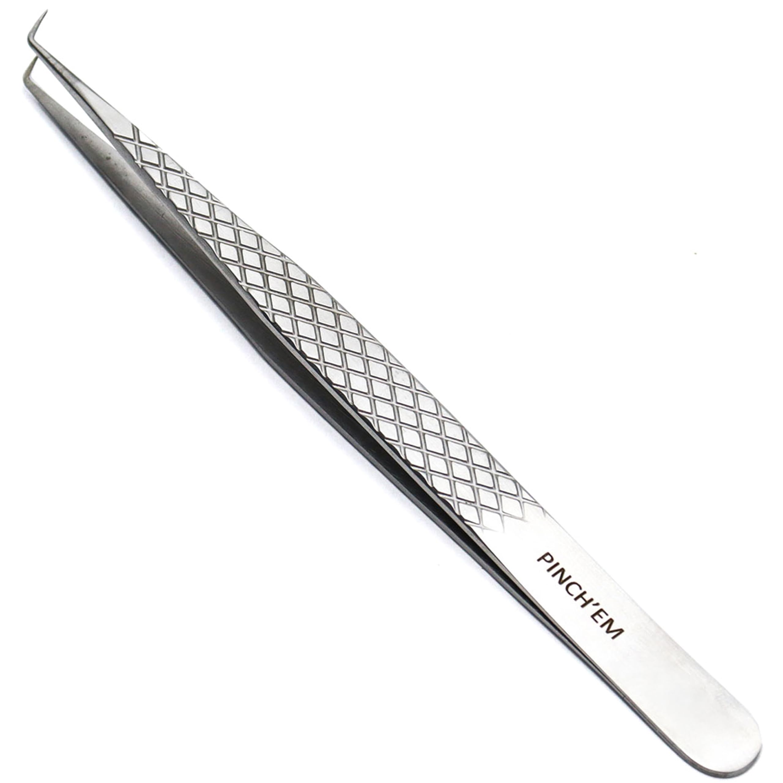 LLBA Lash Tweezer Professional for False Lash Application Tool | Multi Shapes & Purposes with Non-Slip Grip Tweezers for Volume, Isolation & Classic Lashes (Silver, Pinch'em Volume)