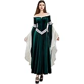 daizbella Medieval Renaissance Dress Elf Clothing Retro Gown Dress with Chiffon Sleeves