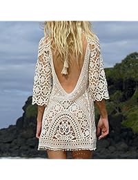 Vestido de playa Jeasona, cobertor para usar arriba del bikini, tejido a ganchillo