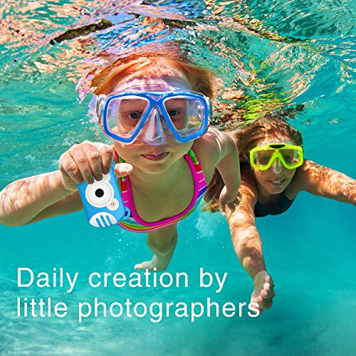 Underwater Camera for Kids, HD 1080P Waterproof Kids Camera, Video Recorder Action Preschool Camera, 8X Digital Zoom Camera with Flash & Microphone Sticker