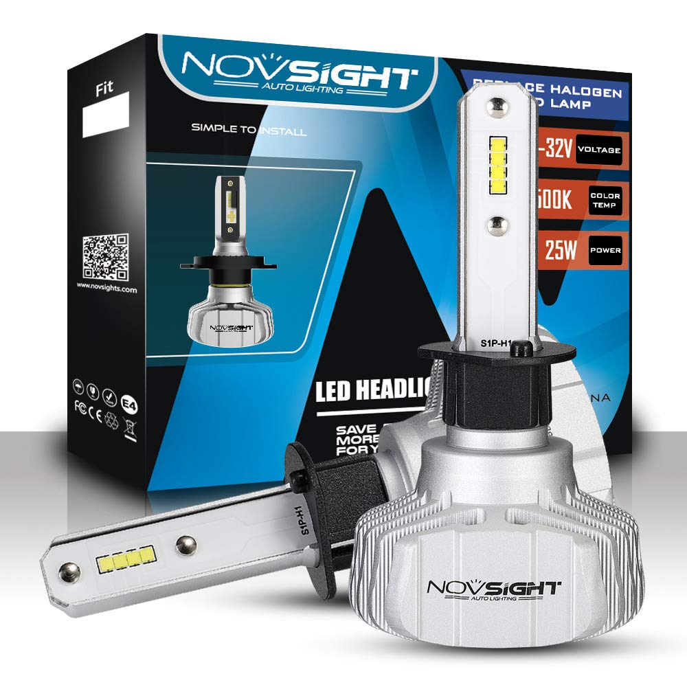 NOVSIGHT H1 LED Headlight Bulbs 50W (25W X2) 10000LM 6500K CSP Head