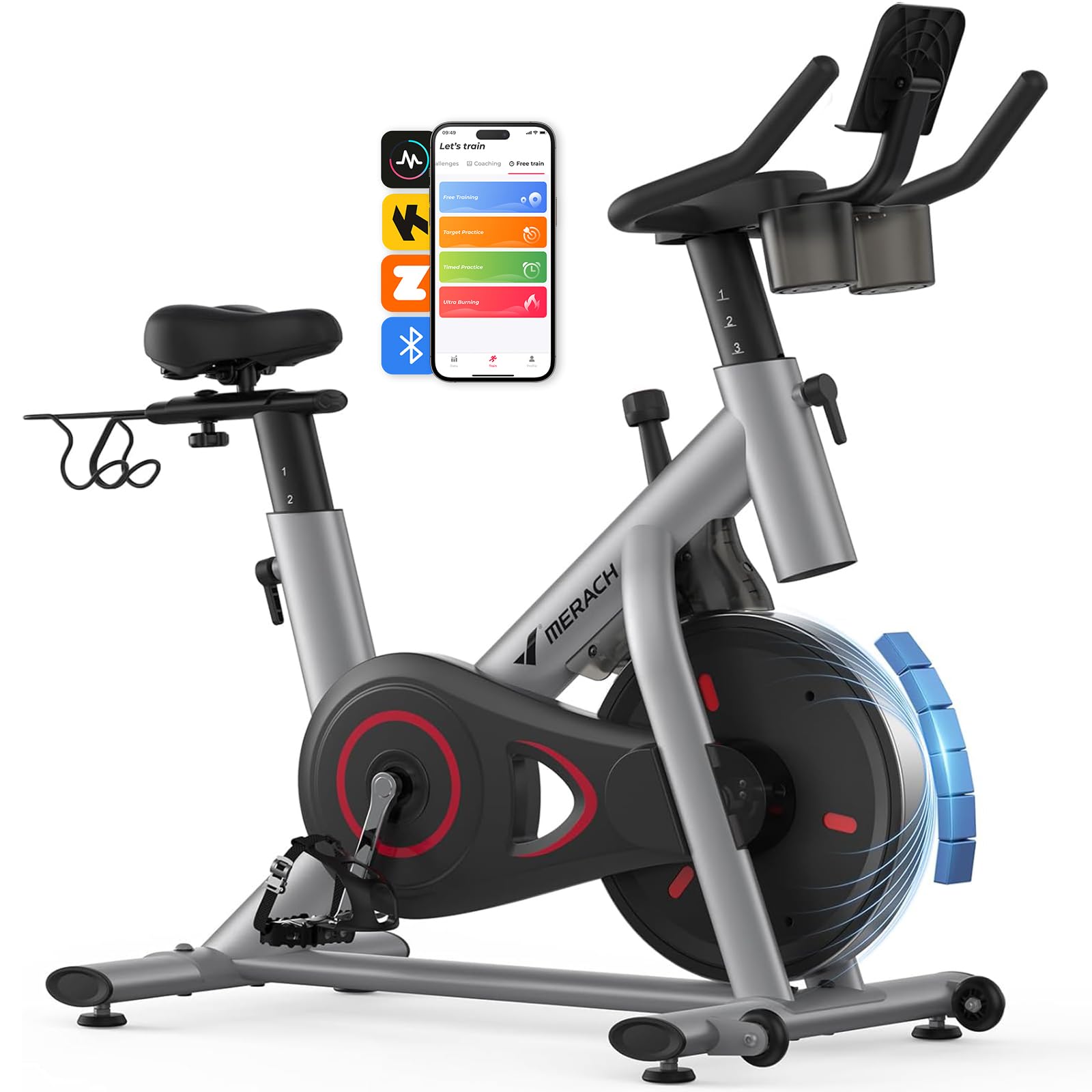 MERACH Exercise Bike, Magnetic Resistance Stationary Bike, App-Connected
