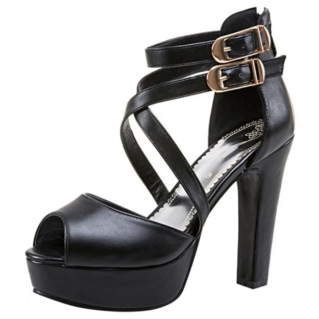 RAZAMAZA Damen Blockabsatz Gladiator Sandalen Plateau High Heel Party Schuhe