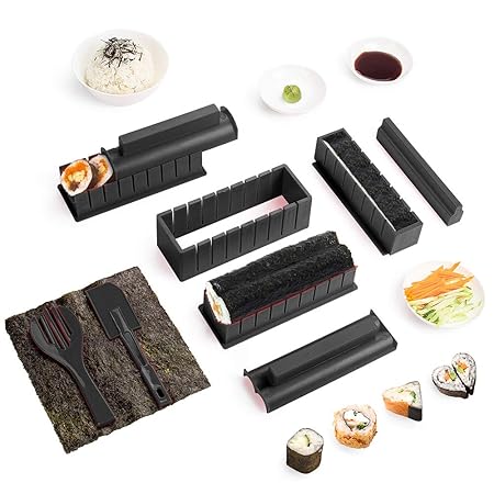 Sushi Maker Kit, 10 Stück Komplett Hause Sushi Making Kit Küche DIY Einfache Koch Set Reis Form Set
