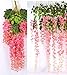 Ivyue 12sPack Wisteria Vine Artificial Silk Wisteria Lane Rattan Fake Wisteria Artificial Flowers Garland Hanging Flowers Wisteria Bush for Home Garden Party Wall Wedding Decoration 3.6feet (Pink)
