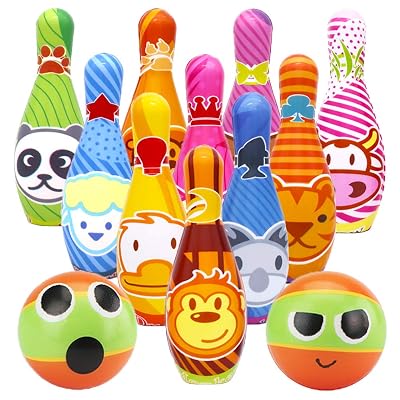 Set Gioco Bowling Per Bambini - 10 Birilli E Palla In Plastica, Giocattolo Per Bambine E Bambini, Nuovo