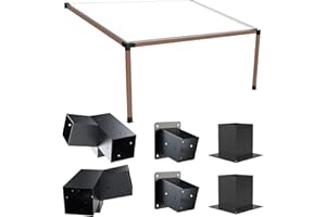 Grehitk Pergola Kit with Brackets, 15°Slanted Roof Pergola Bracket Kit, Roof Wall Mount Extension Bracket Kit 3-Way Brackets for Pergolas,Log Cabin Outdoor Pergola 4"x 4" (Actual 3.5" X 3.5") Lumber