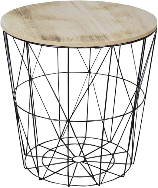 Melody Maison Black Metal Basket Side Table Amazon.co.uk Kitchen & Home