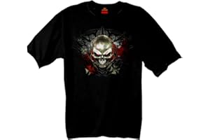 Hot Leathers Black Tribal Skull T-Shirt