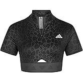 adidas Women's Hyperglam Zip Crop Top Tee, Multicolor/Carbon