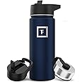 IRON °FLASK Camping & Hiking Hydration Flask, Wide Mouth, Double Walled Stainless Steel Insulated Water Bottle (Straw - 18 oz, Twilight Blue)