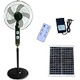OIWHPEU 16-inch Solar Vertical Fan, Electric Oscillating Fan, Vertical Floor Fan with Remote Control, 4 Speeds, Two Charging Methods, Suitable for Home, Office, Fishing, Camping photovoltaic Black