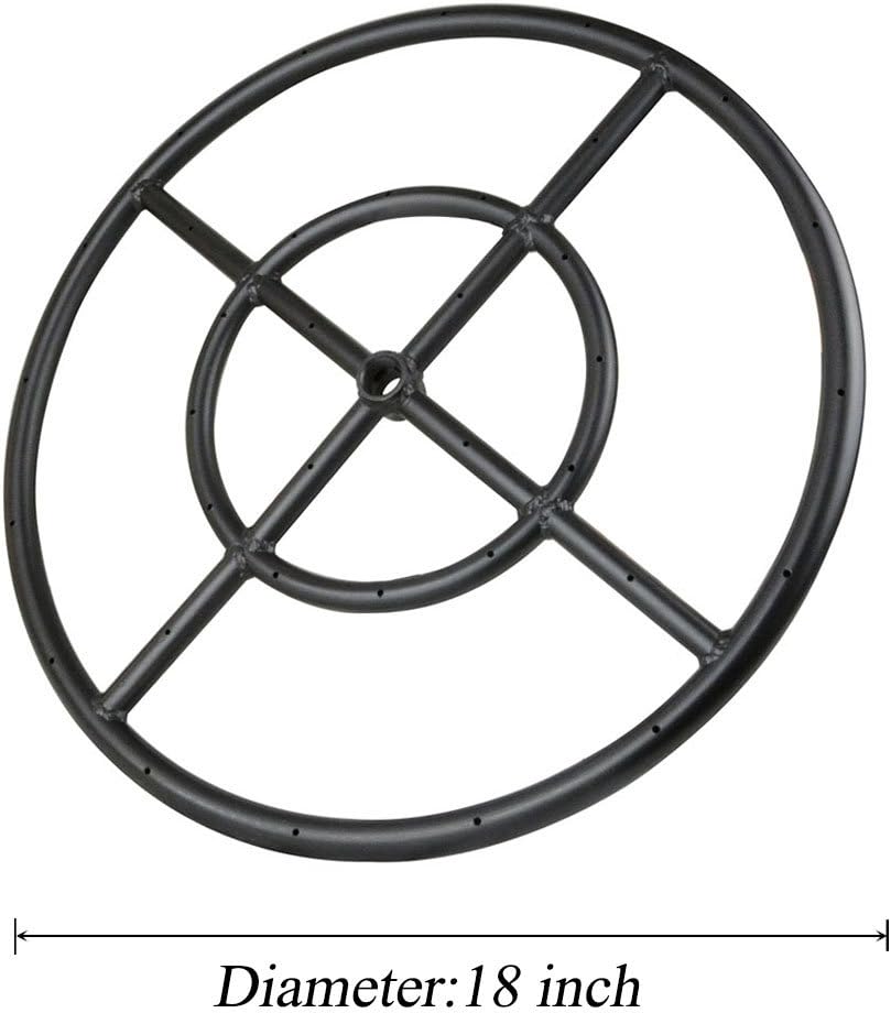 Amazon Com Stanbroil 18 Round Fire Pit Burner Ring Double Ring Black Steel Garden Outdoor