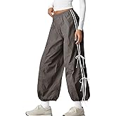 Fisoew Women’s Wide Leg Track Pants Casual Elastic Waist Bow Tie Y2K Baggy Sweatpants with Pockets