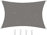 HOMPER 2x3M Sun Shade Sail Grey 95% UV Block Waterproof Canopy With Ropes view 1