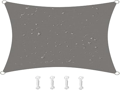 HOMPER 2x3M Sun Shade Sail Grey 95% UV Block Waterproof Canopy With Ropes