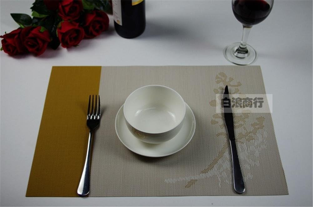 ZHUODIAN The New A Flower Elegant European Style Hotel Pvc Placemat Home Insulation Pads Bowl Pad Non-Slip Jacquard Western Mats , Light Blue