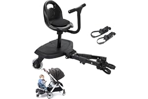 OUSEXI Universal 2-in-1 Stroller Board，Child Rider Stroller Attachment with Saddle Seat and Standing Platform ，Quick and Easy to Use, Safety Design 2025 Upgrade with Two Pairs connctors