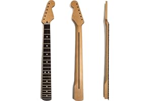 YUEMIYA Premium Maple Guitar Neck for Fender ST-Style Guitars, Right-Handed, Canadian Maple with Rosewood Fingerboard, Adjustable Truss Rod, 22 Medium Jumbo Frets, Bone Nut