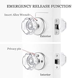 CLCTK Privacy Crystal Glass Door Knobs Interior