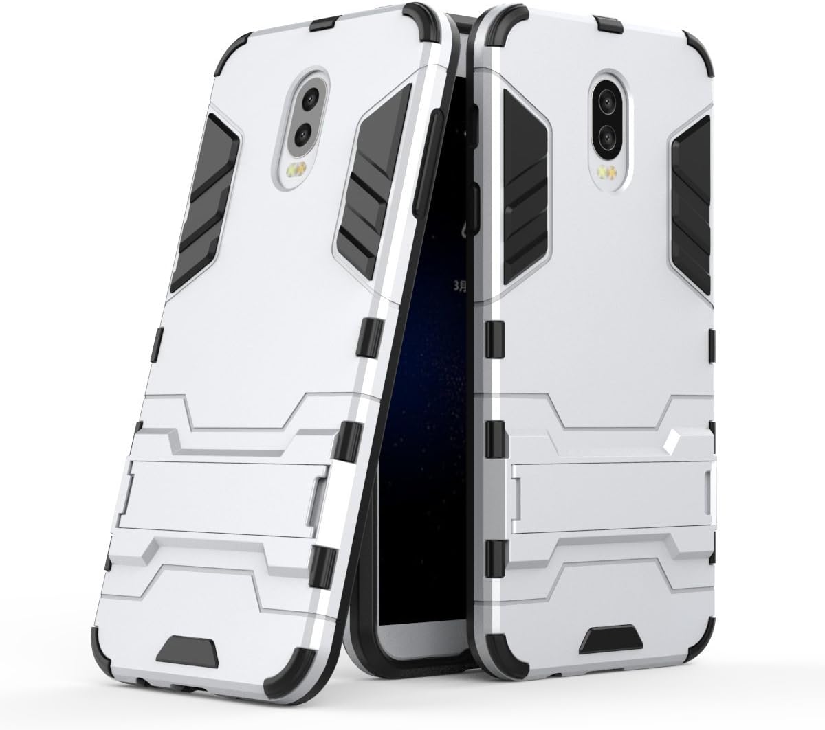 Samsung Galaxy C8 Case, SsHhUu Shock Proof Cover Dual Layer Hybrid Armor Combo Protective Hard Case with Kickstand for Samsung Galaxy C8 2017 (5.5") Silver