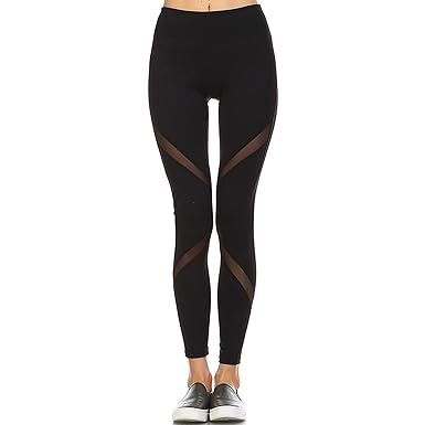 Mono B Womens Super Soft Mesh Panel Full Leggings