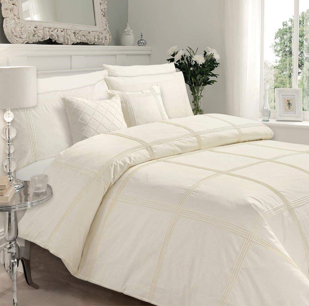 GC GAVENO CAVAILIA Gaveno Cavalia Signature Collection Hamlet Set With Duvet Cover and Pillow Case Cream Double, Polyester-Cotton