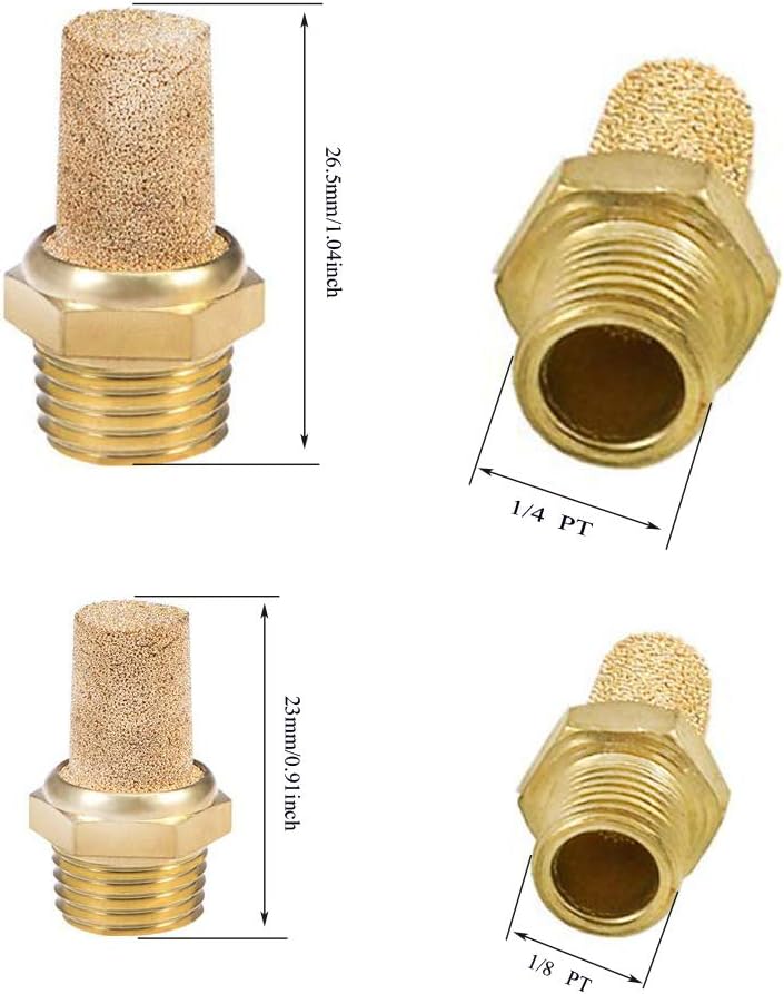 1/8BSP Male Thread Pneumatic Exhaust Silencer Muffler, Pneumatic Muffler, Copper Air Vaule Silencer Flow Control - Image 3