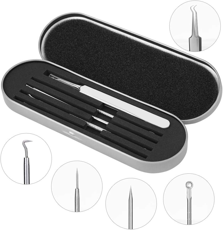 Stadux Professional Blackhead Remover, Comedone Extractor Tweezers Pimple Spot Popper Removal Tool,5PCS, Silver - Image 5