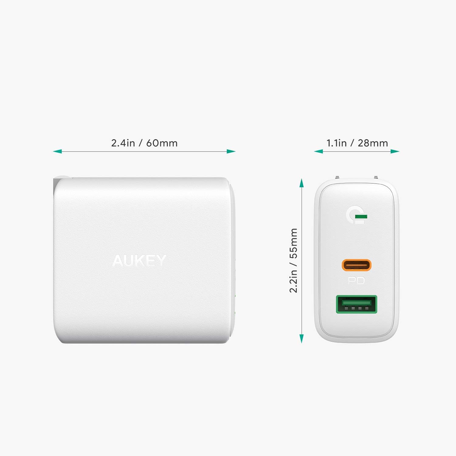 USB C Wall Charger, AUKEY USB C Charger 30W, PD Wall Charger with Power Delivery & Dynamic Detect, Compatible with iPhone 11/11 Pro, MacBook, Nintendo Switch, Airpods Pro and More