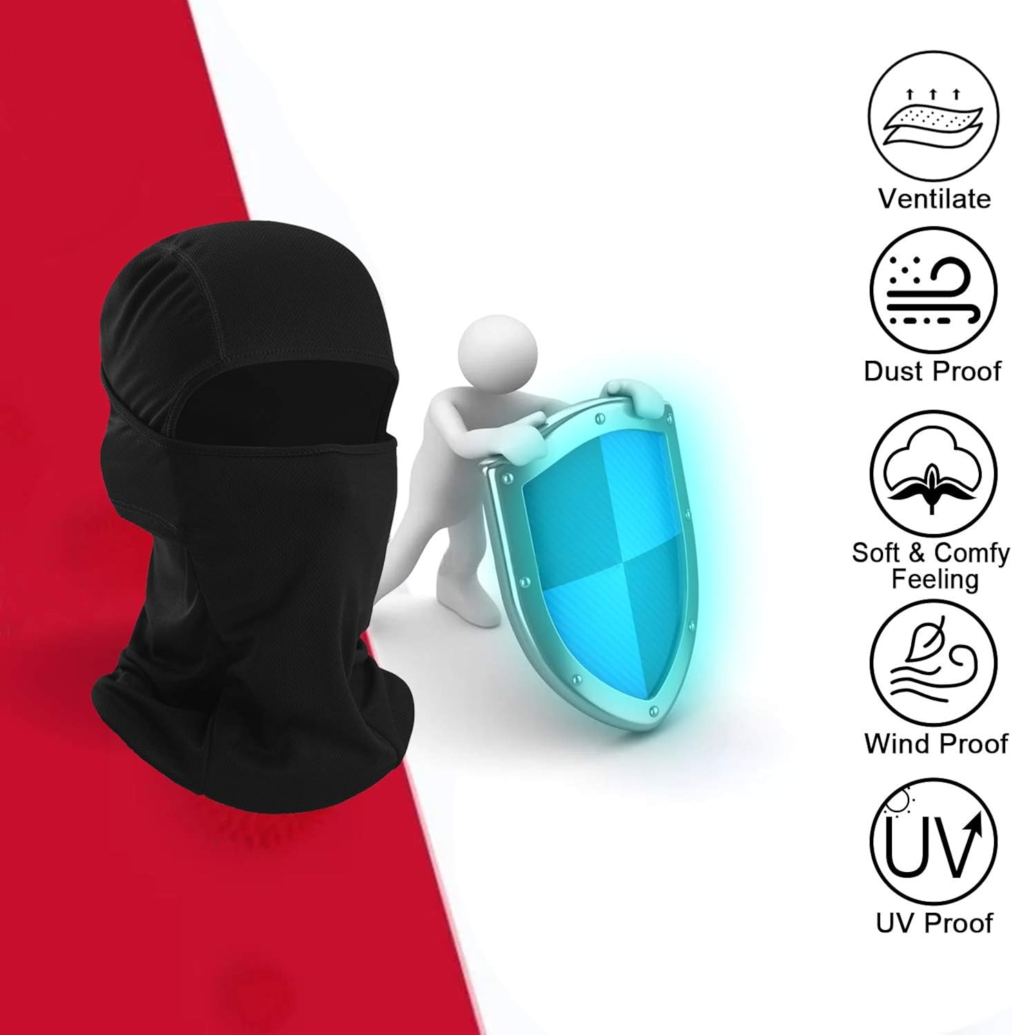 LUVNFUN Balaclava Face Mask UV Protection Sun Mask for Hot Weather Motorcycle Cycling Tactical Summer Balaclava Hood for Men Women (Black) at  Men’s Clothing store