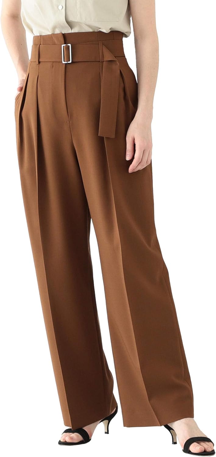 Amazon Co Jp Demi Luxe Beams Women S Triace Pants With Belt Browns Clothing Accessories