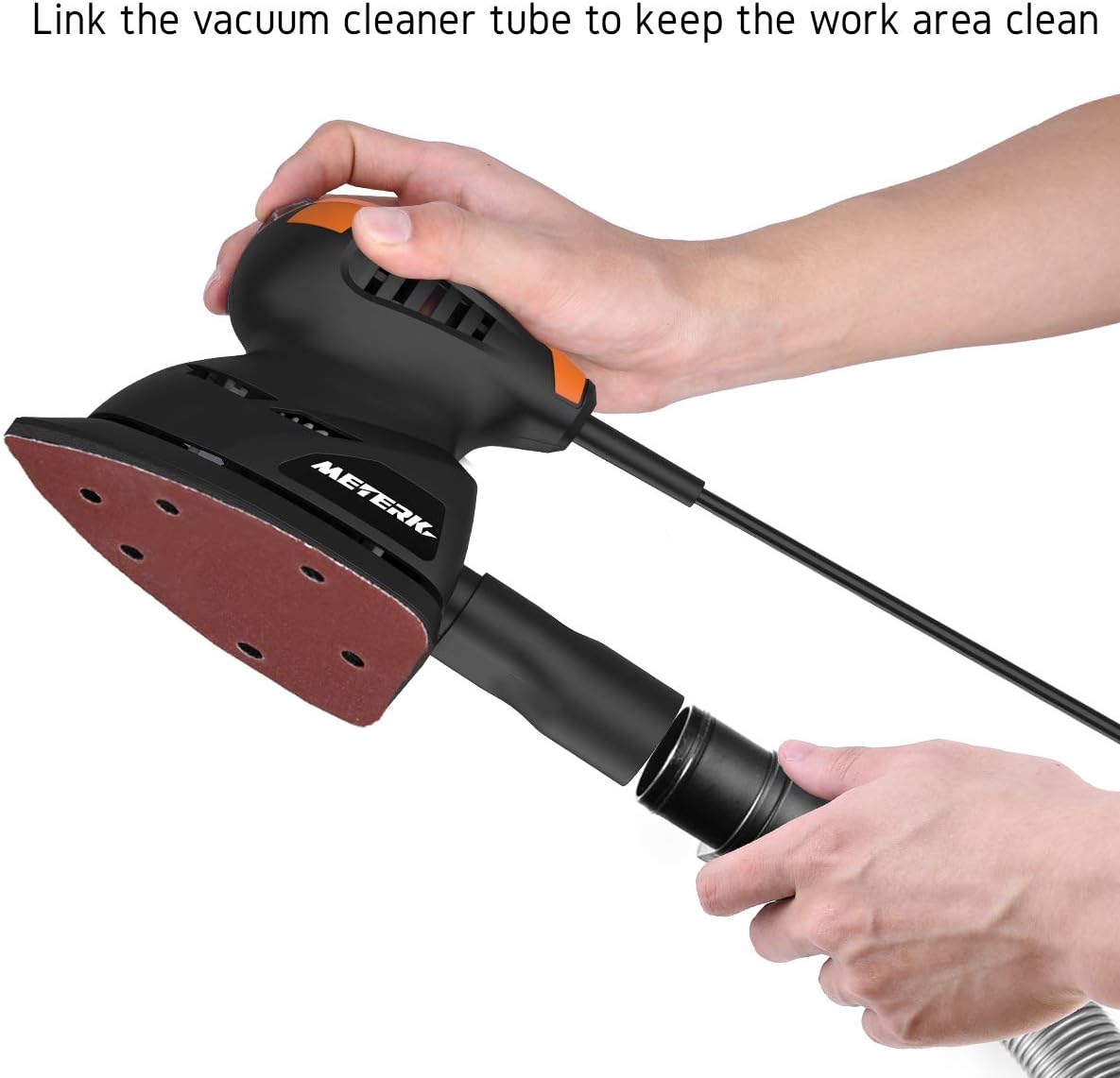 Mouse Detail Sander, Meterk Random Orbital Sander 125W 13500RPM Sander with 16PCS Sandpapers Dust Collection Port, Wall Putty Polishing Machines Sander for Home Decoration and DIY Working - - 