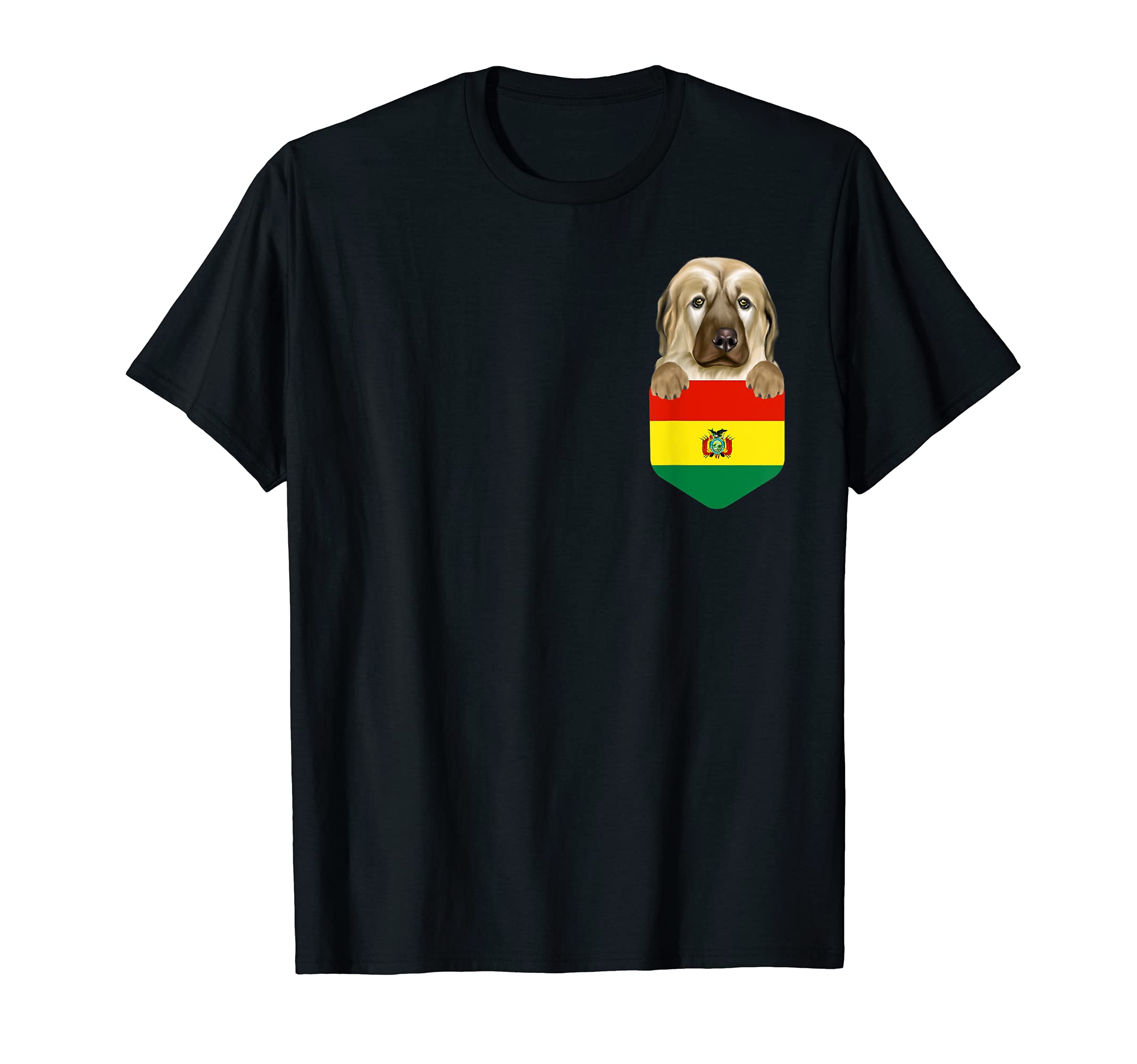 Bolivia Flag Anatolian Shepherd Dog Dog In Pocket T-Shirt