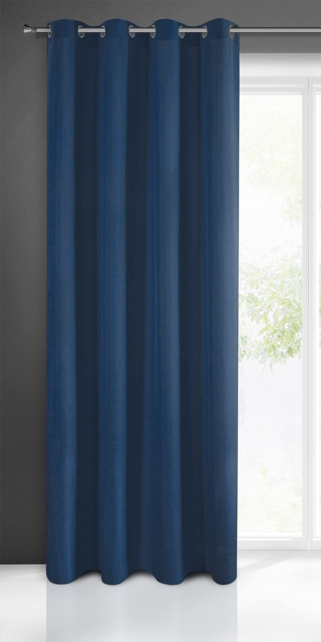 Eurofirany RITA Smooth Plain Modern Curtain with Eyelets - 1 Unit, Bedroom, Living Room, Lounge, Kitchen, 140g m/2, W55 x L98, Dark Blue