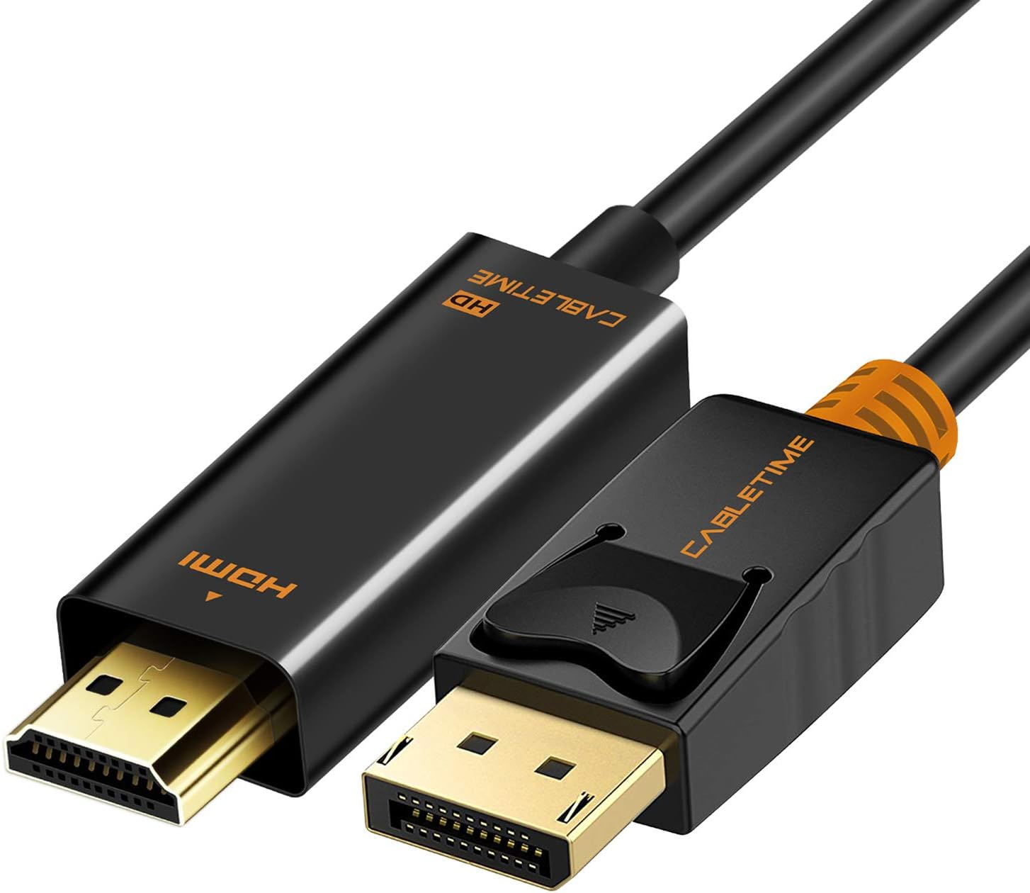 DisplayPort to HDMI Cable, CABLETIME 1080P 60Hz DP to HDMI Male to Male Cable Compatible for Lenovo Dell HP Display Port to HDMI Male Connector 6FT