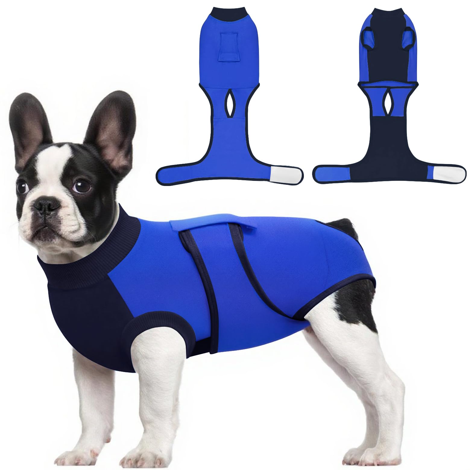 Photo 1 of Idepet Dog Recovery Suit Female,Dogs Onesie Suit Surgery Male Breathable Pet Bodysuit for Spay Neuter E-Collar & Cone Alternative Surgical Suit Puppy Abdominal Anti Licking Wounds Shirt (Blue, XL)