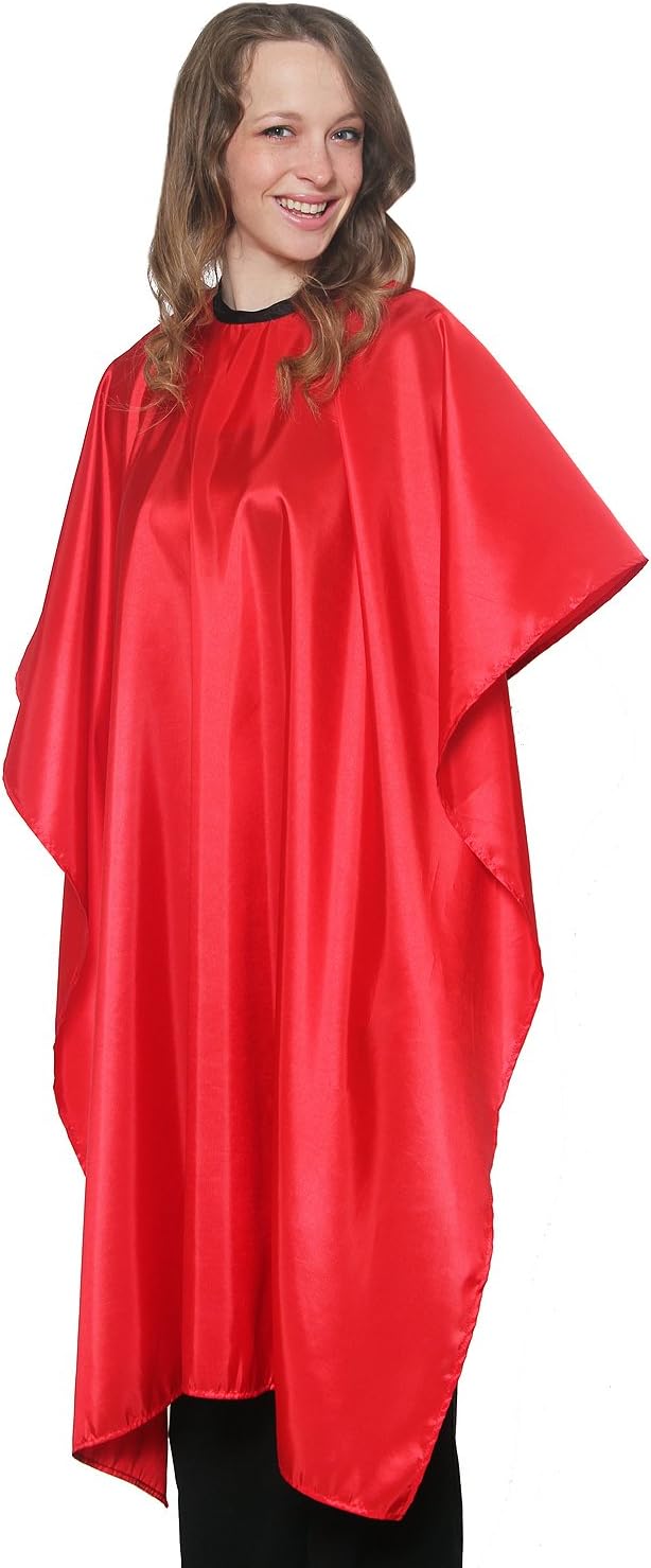 Mane Caper Red Iridescent Salon Cape with Snaps Professional Quality 45 inch X 60 inch Heavy Duty Material Extra Long Durability for Barbershop and Beauty Shop Use Long Lasting and Specialized (RED): Kitchen & Dining