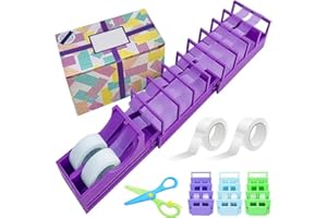 18 Strip Tape Dispenser for Gift Wrapping, Portable Foldable Double Roll Tapes Dispensers, Blade-Free, Prepares 18 TapeStrips