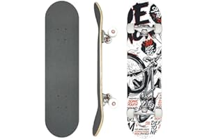 VIGVITSPO Professional Double Kick Skateboard, 31 inch Maple Deck, ABEC-9 Bearings, 95A PU Wheels, Custom Graphic Design