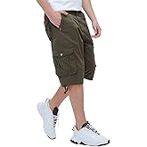 BEST SOUTH Men's Long Cargo Shorts Casual Below Knee 13 Inches Capri Shorts Relaxed Fit with Pockets