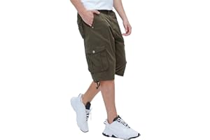 BEST SOUTH Men's Long Cargo Shorts Casual Below Knee 13 Inches Capri Shorts Relaxed Fit with Pockets