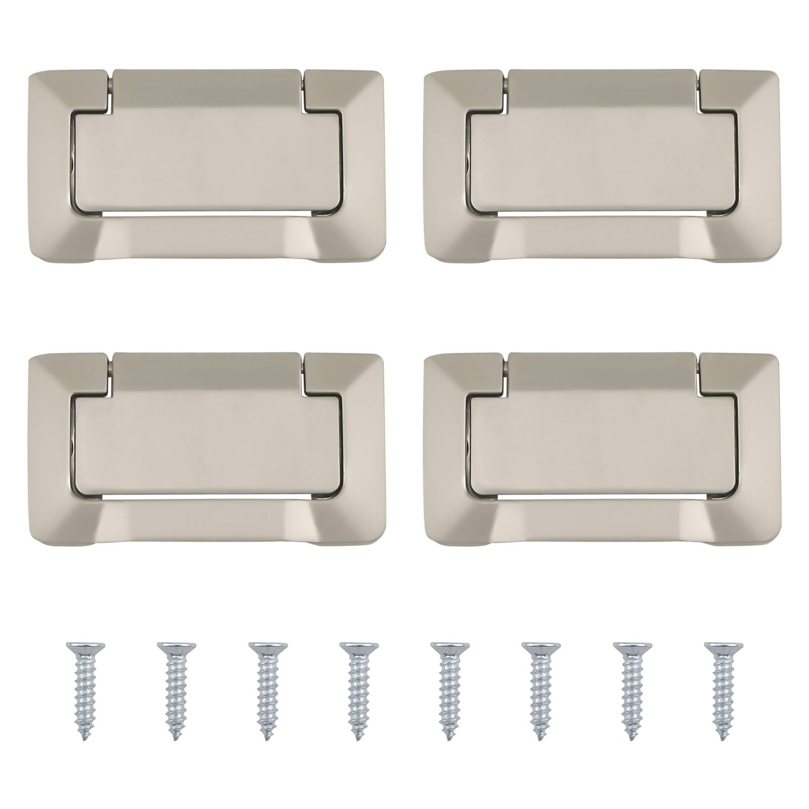 MOROBOR 4Pcs Nickel Pocket Doors Drawer Handle Flush Ring Pull, Hidden Concealed Zinc Alloy Knobs for Cabinets, Closets, Drawers